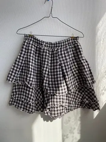 모리걸 깅엄 체크 프릴 스커트