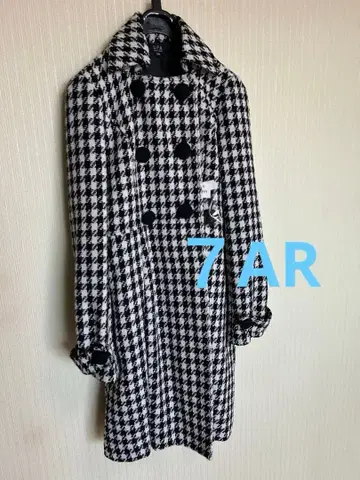 하운드투스 체크 패턴 더블 브레스트 싸개 버튼 코트 귀여운