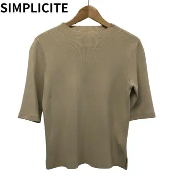 사프리시테 베이지 계열 7부 소매 니트 프리 보틀넥 여성용