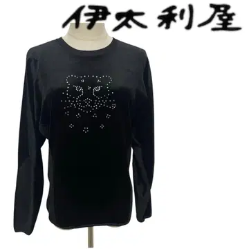 이타리야 상의 티셔츠 레오파드 비쥬 벨로아 라메 일본제 9호