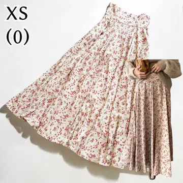 플레어 스커트 꽃무늬 올 패턴 롱 자카드 클라네 XS(0)