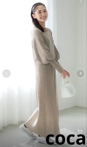 [ 미사용 새상품 ] coca 볼륨 소매 래글런 니트 원피스