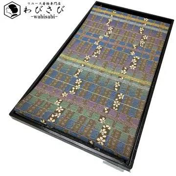 후쿠로 오비 변형 격자 벚꽃 꽃 무늬 아사노하 가드 가공 O-4745