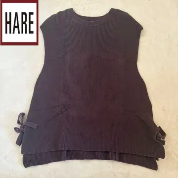 HARE 하레 니트 베스트 리본 보라색 퍼플 사이즈 F 프리