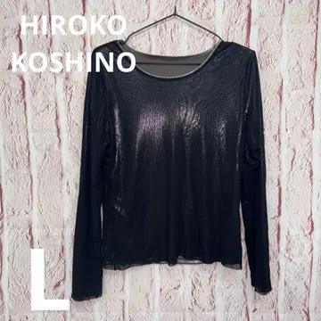 히로코코시노 비침 레이어드 스타일 상의 블랙 x 실버