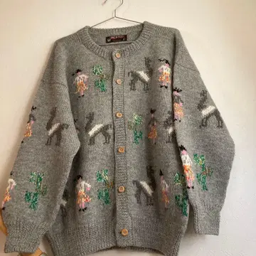 에스닉 알파카 울 100% 가디건