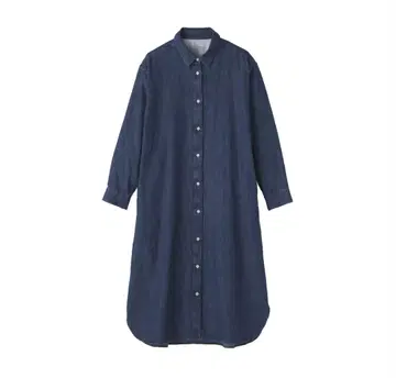 무인양품 여성 워싱 데님 긴팔 셔츠 원피스 S