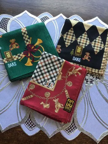 DAKS 테디베어 손수건 x3