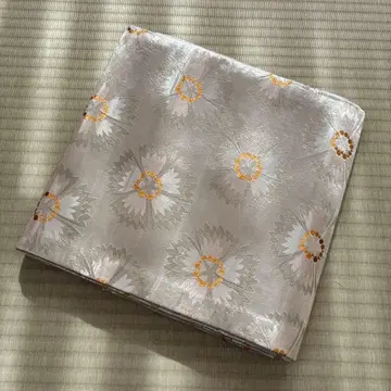 리메이크용 나고야 오비 옅은 그레이 꽃무늬