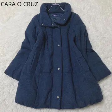 캐릭터 오스 다운 자켓 도트 버튼 캐주얼 심플 네이비