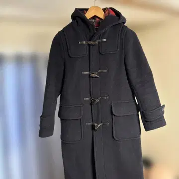 네이비 더플 코트 후드 부착