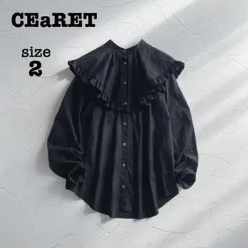 컨디션 최상 CEaRET 시이렛 빅 칼라 프릴 블라우스 블랙