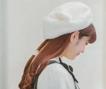 시마무라 아오키 미사코 곰 귀 베레모 화이트