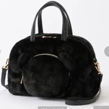 아오키 미사코 퍼 숄더백 블랙 곰