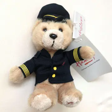 Hamleys 파이롯트 베어 봉제 인형 키링 후크 포함 약 16cm