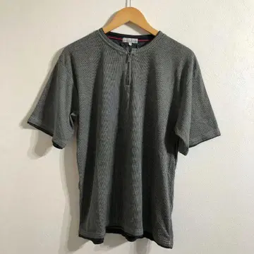 VILLAND 3L 하프 지퍼 리브 T