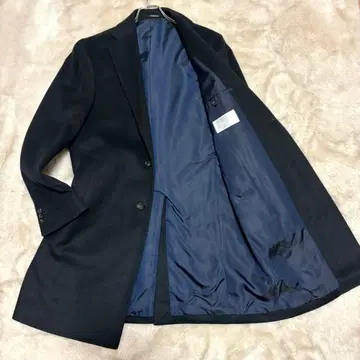 컨디션 최상 L 에디피스 체스터 코트 캐시미어 네이비 롱 코트 총 안감