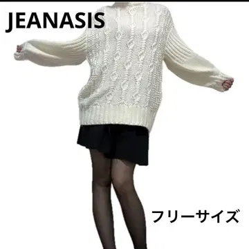 [ JEANASIS ] 화이트 케이블 니트 스웨터 오버 사이즈