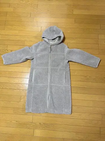 후드 부착 보아 롱 코트 베이지 M 새상품급