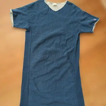 다크 블루 V넥 반팔 원피스 M 사이즈