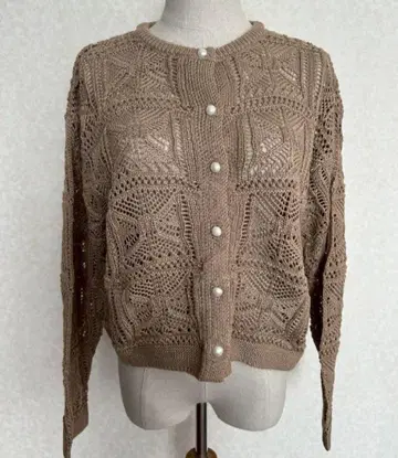 택 포함 새상품 사만사 모스모스 blue 크로쉐 가디건 F