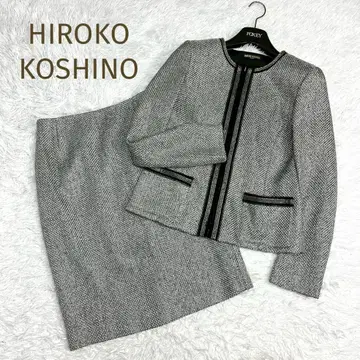 새상품급 HIROKO KOSHINO 노카라 자켓 스커트 셋업 40