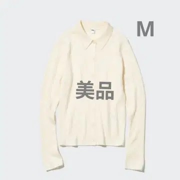 새상품급 UNIQLO 유니클로 메리노 리브 폴로 가디건 화이트 M