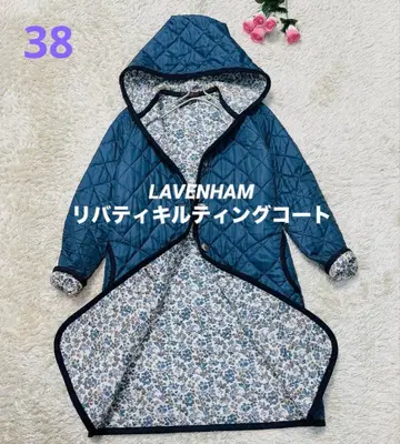 M 라벤햄 퀼팅 롱 코트 리버티 후드 꽃무늬 영국제