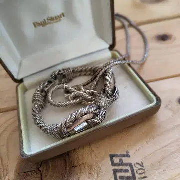 Paul Stuart 실버 로프 모티브 팔찌 & 목걸이