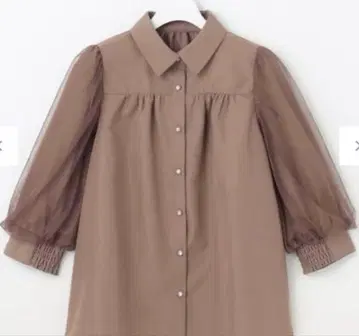 소매 튤 블라우스 펠트 Feroux 베이지 계열