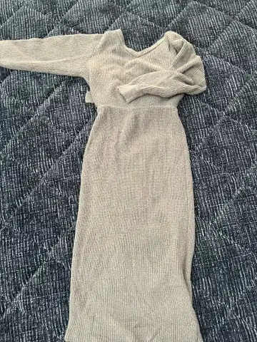 릴리 브라운 니트 롱 원피스 긴팔 레이스 이너 포함