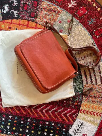 츠치야 가방 누메 가죽 백 오렌지 수납 가방 포함