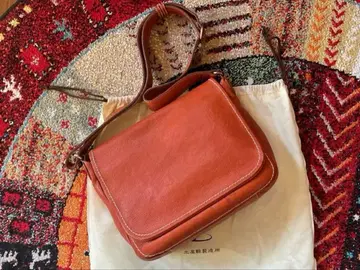 츠치야 가방 누메 가죽 백 오렌지 수납 가방 포함
