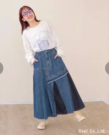 mililopiulu 밀리 로피 울 리빌드 아시메 플리츠 데님 스커트