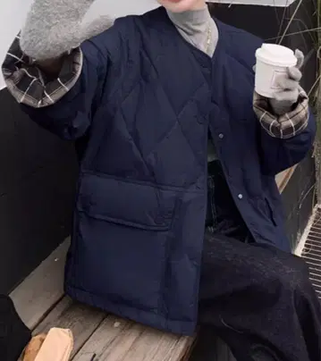 네이비 퀼팅 자켓 emi+