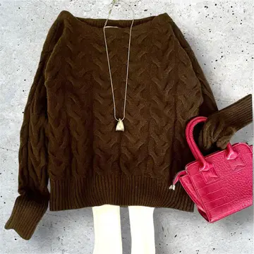 이에나 울 캐시미어 니트 케이블 무늬