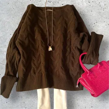 이에나 울 캐시미어 니트 케이블 무늬