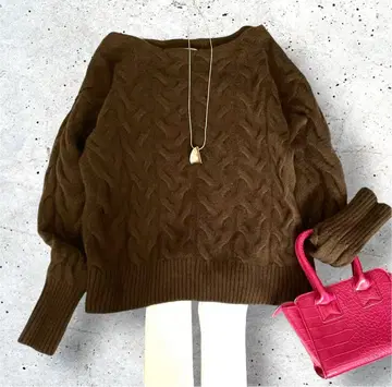 이에나 울 캐시미어 니트 케이블 무늬