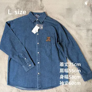 택 포함 새상품 톰과 제리 데님 셔츠 L