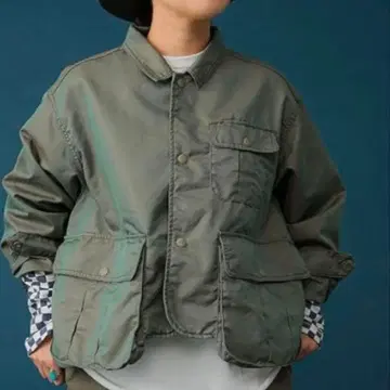 BEAMS BOY 샴브레이 개버딘 숏 낚시용 자켓 올리브