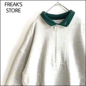 FREAK'S STORE 맨투맨 그레이 오버 사이즈 하프 지퍼