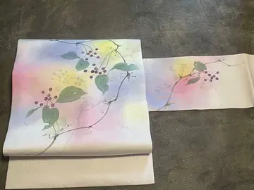 나고야 오비 시오제 염색 오비 난텐 나무 열매 낙관 포함 가드 가공