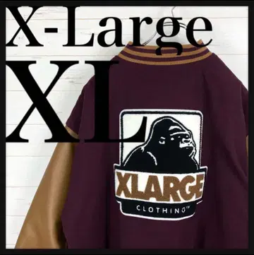 XLARGE 바시티 자켓 XL 빅 로고 크림슨 가죽 소매