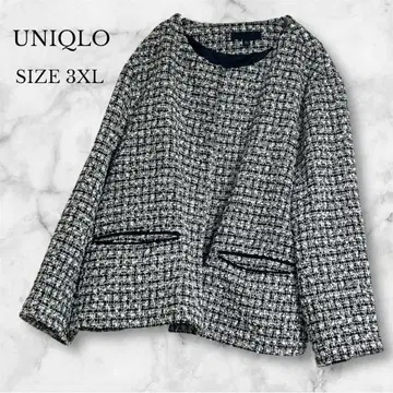 유니클로 트위드 노카라 자켓 포멀 올 패턴 입학식 졸업식 3XL