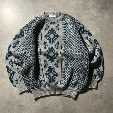 이탈리아제 빈티지 노르딕 무늬 레트로 니트 스웨터