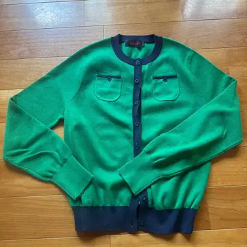 CABaN 바이컬러 그린 네이비 가디건 F