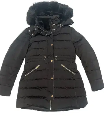 ZARA 블랙 후드 부착 다운 코트