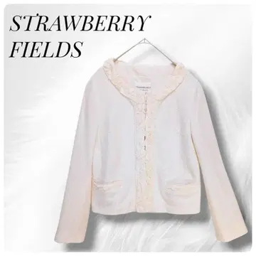 STRAWBERRY FIELDS 노카라 자켓 아이보리 라메 믹스