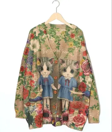 스칼라 153733: 고양이 자매의 비밀의 화원 패턴 기모 니트 가디건