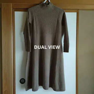 카멜색 하이넥 니트 원피스